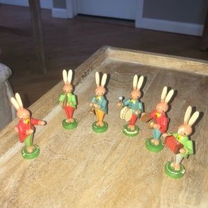 German Vintage Set of 6 Bunnies Conductor and Band